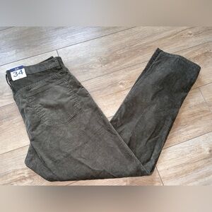 New Gap Corduroy Pants Mens 34x32 Green Slim Fit Gapflex Straight Leg NWT